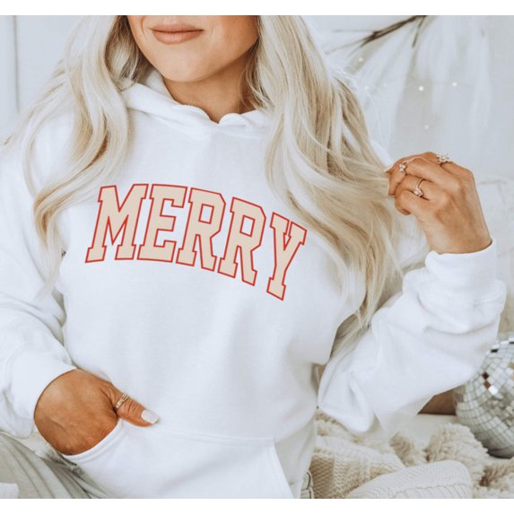 MERRY Graphic Unisex Fleece Hooded Sweatshirt