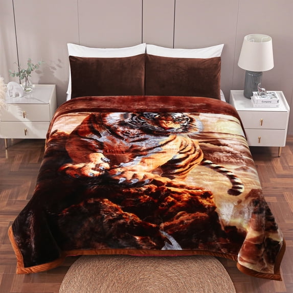 MERRY HOME 2 Ply Printed Soft Plush Fleece Blanket, Silky King Size Bed Blanket, 10 lb, Heavy Thick Warm Blanket, Korean Style