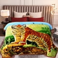 thumbnail image 1 of MERRY HOME King Size Fleece Blanket For Bed, A & B Patterns Soft Warm Animal Blanket, Microfiber Plush Middle Weight Bed Blanket For All Season, Tiger /Brown Tiger, 5.7LB, 83"x91", 1 of 8