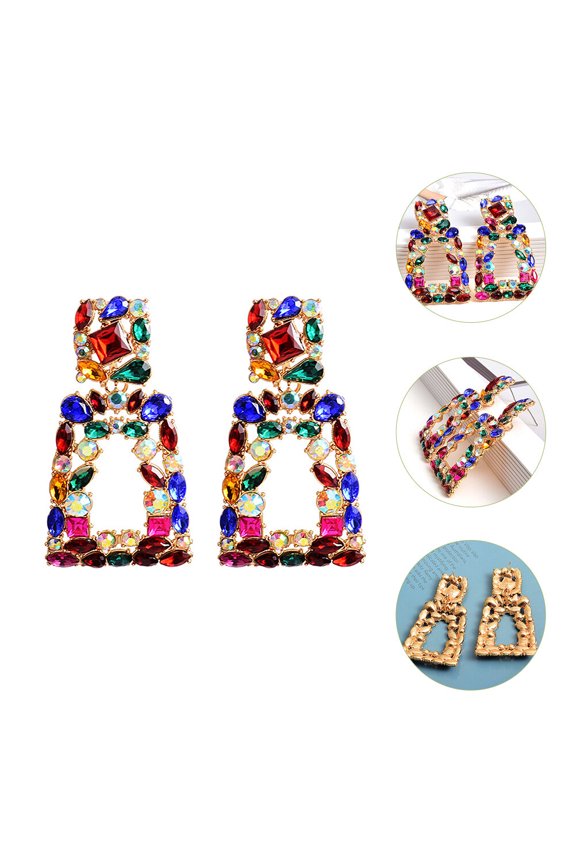 1 Pair Rhinestone Cluster Drop Earrings Alloy Statement Jewelry for Women Formal Events and Parties