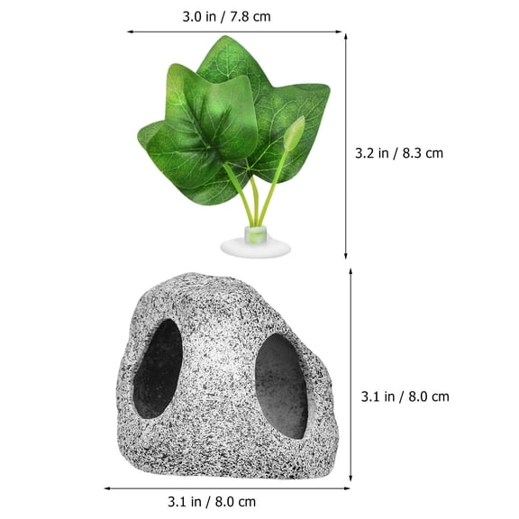 MERRYHAPY 1 Set Aquarium Cave Fish Tank Decoration Grey Pottery PVC Round Compact Natural Style 3.14In