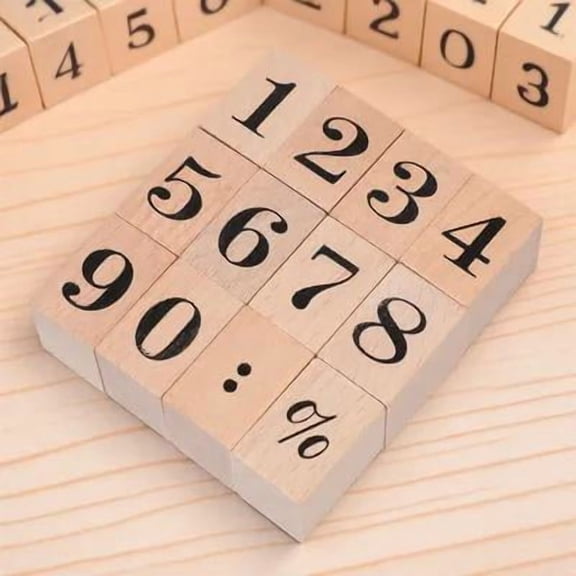 MERRYHAPY Digital Pattern Wooden Rubber Stamp Set for Crafts, Scrapbooking, Card Making, and Art Projects