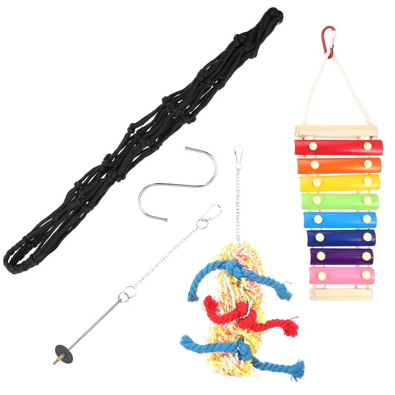MERRYHAPY 1 Set Assorted Color Rooster Toy with Stainless Steel, Plastic, and Cotton Rope for Pet Supplies