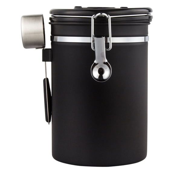 MERRYHAPY Black Stainless Steel Sealed Canister for Dining Table Decoration, Kitchen Storage Container, 1 Set