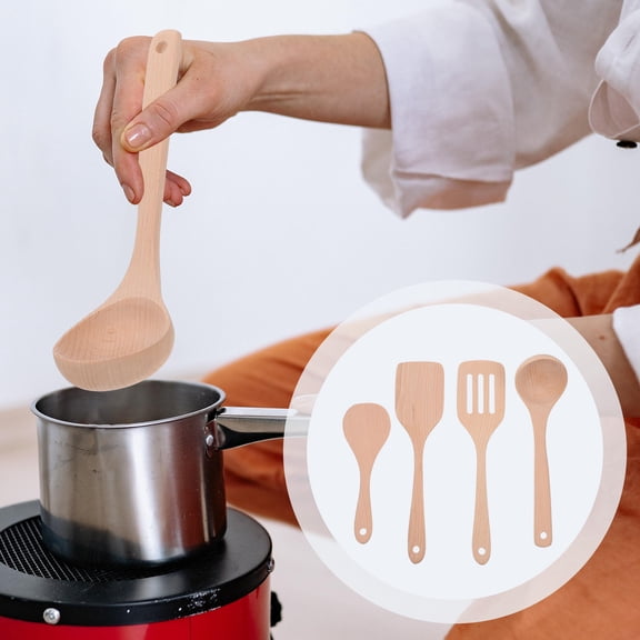 MERRYHAPY 1 Set Wood Cooking Utensils Beige Ergonomic Kitchen Tools