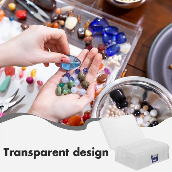 MERRYHAPY Clear Portable Beads Storage Organizer Box for Craft Supplies and Hobby Materials, 1 Set