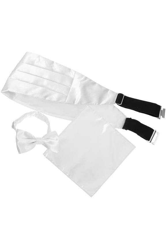 Men's Satin Cummerbund Set with Bow Tie and Pocket Square for Formal Events and Special Occasions