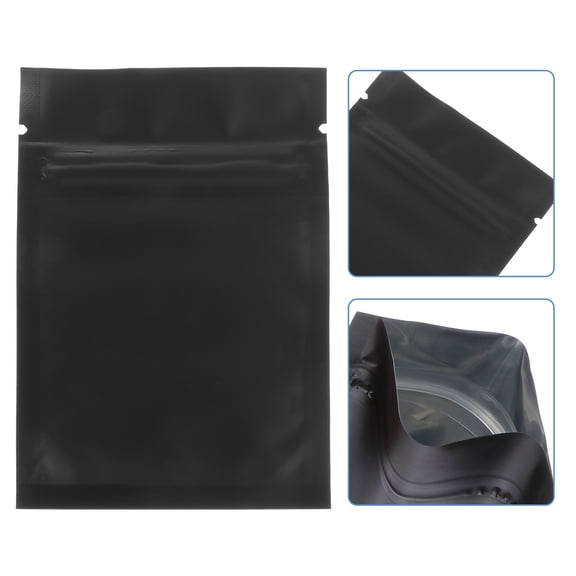 MERRYHAPY 100 Pcs Black Self-Sealing Food Storage Bags Multipurpose Resealable Pouches for Snacks Coffee Tea