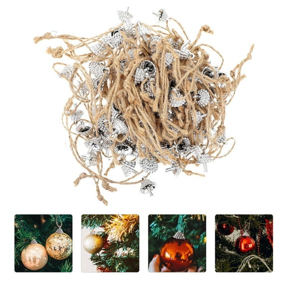 MERRYHAPY 100Pcs Silver Round Christmas for Pendant Diy Props and Decorations 1.5X4.3In