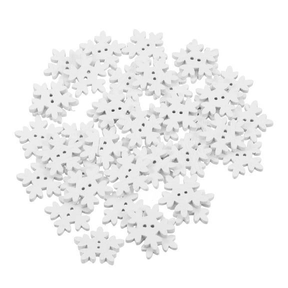 MERRYHAPY White Snowflake Buttons 100 Pieces Winter Craft Sewing Decor Accessories