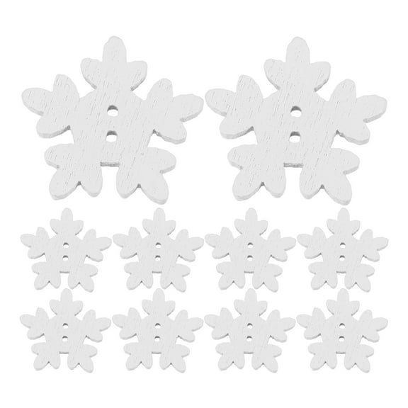 MERRYHAPY 100Pcs Snowflakes Buttons for Crafts White Wooden Christmas Holiday Decorations