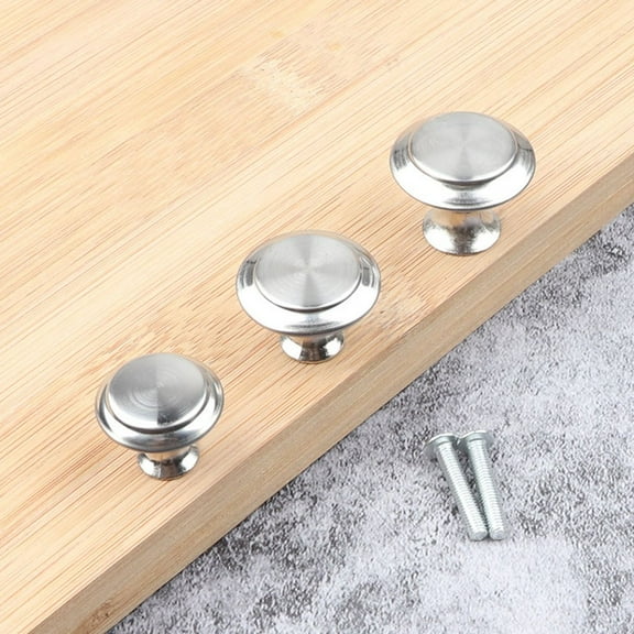 MERRYHAPY 10Pcs Round Brushed Stainless Steel Door Knobs Single Hole Pull Handles for Closet Use