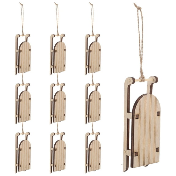 MERRYHAPY 10Pcs Mini Wooden Sleighs Christmas Decorations for Holiday Party Table Centerpiece