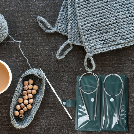 MERRYHAPY 11-Piece Stainless Steel Circular Knitting Needles Set with Anti-Resistance Design for Yarn Crafting