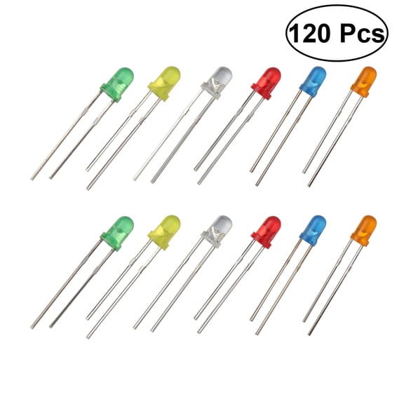 MERRYHAPY 120Pcs 3mm Diffused LED Emitting Diodes with Resistors Electronic Components