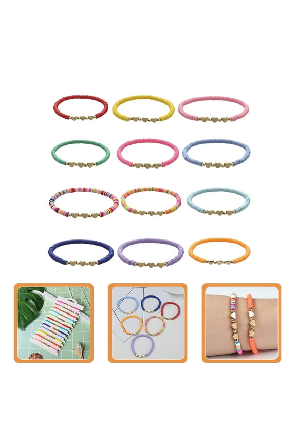 12Pcs Assorted Color Clay Bead Bracelets Bohemian Style Stackable Wrist Jewelry Set