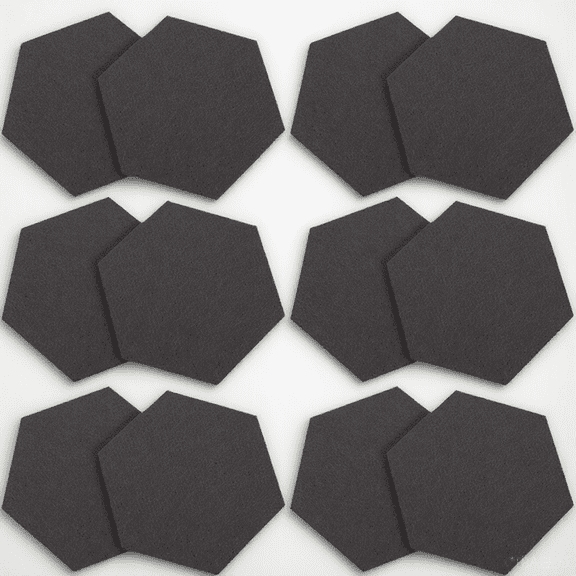 MERRYHAPY 12-Pack Black Felt Hexagon Memo Boards Self-Adhesive Wall Tiles for Office Home Organization and Decoration