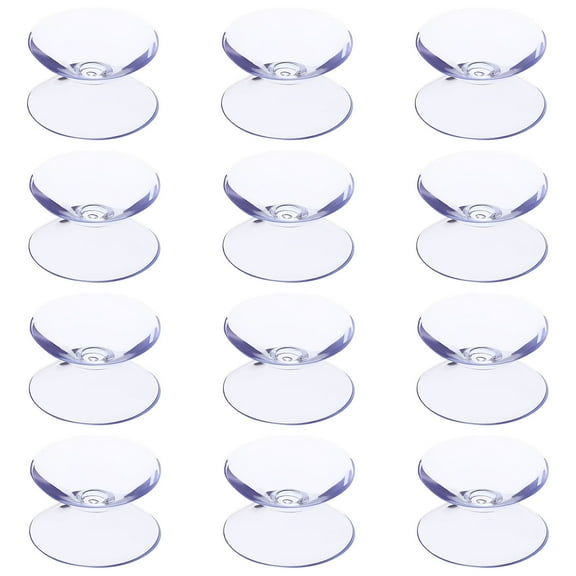 12pcs Double Sided Clear Suction Cups for Glass Table Tops, Anti-Slip Mini Glass Spacer Pads, Heavy Duty Clear Hangers for Home Organization