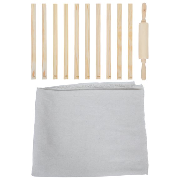 MERRYHAPY 12-Piece Pottery Clay Rolling Pin Set with Linen Mat and Guide Sticks for Ceramic Slab Crafting, Clay Tools Kit