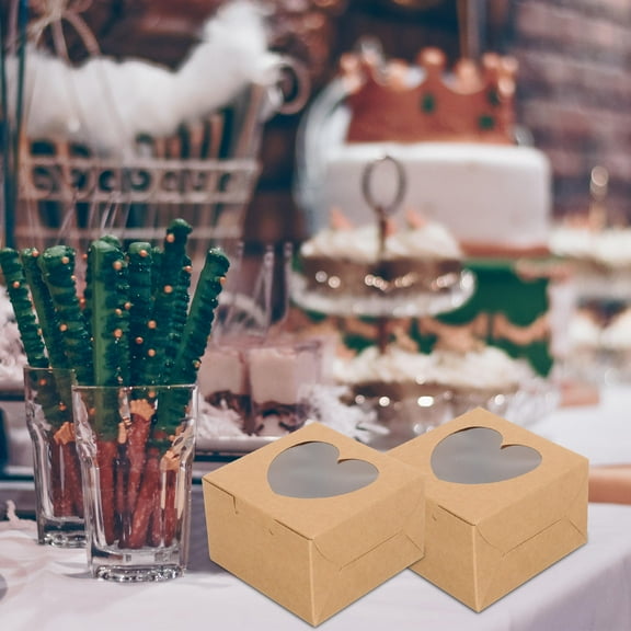 MERRYHAPPY 14 Pcs Kraft Bakery Boxes with Window, Light Brown Dessert Boxes for , Cookies, and Treats Storage