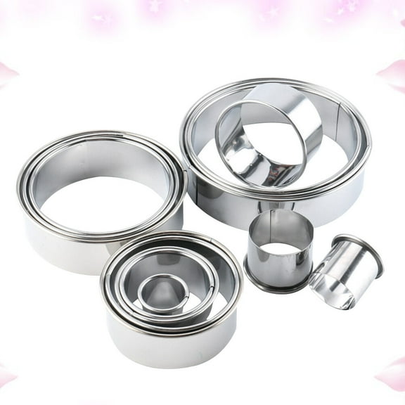MERRYHAPY 14Pcs Non Stick Stainless Steel Cake Mold Cutting Tool for Home Bakers Birthday