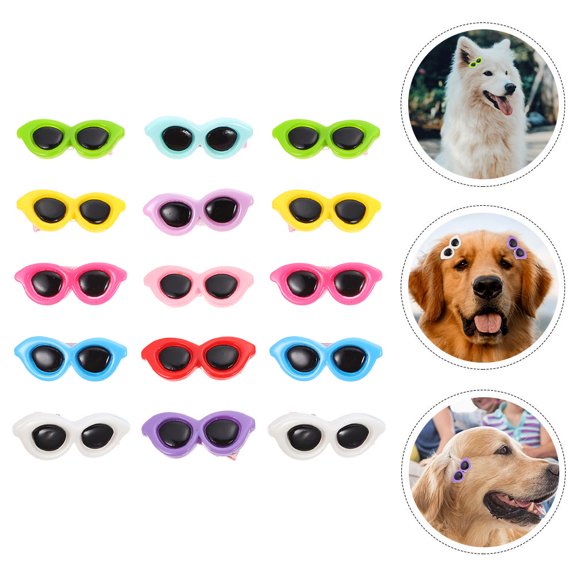 MERRYHAPY 15Pcs Assorted Color Plastic Hair Clips for Pets and Dogs, Sunglasses Style Hair Fixation Accessories