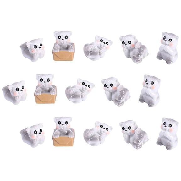 MERRYHAPY 15-Piece Tiny Cat Figurines Set Assorted Colors Resin Cartoon Style Dollhouse Decor Collectible Toys