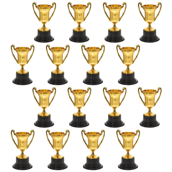 MERRYHAPY 16Pcs Small Golden Plastic Trophy Durable Smooth Surface Trophy Model for Games