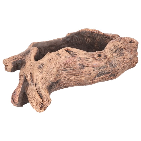 MERRYHAPY 1Pack Brown Cement Root Design Garden Pot Stump Log Planter Decoration
