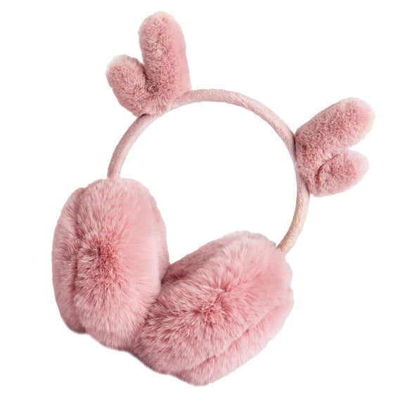 MERRYHAPY Adorable Pink Plush Deer Antler Earmuffs for Winter Outdoor Use