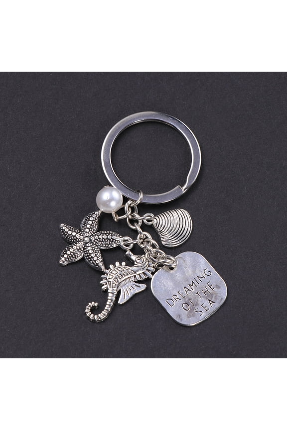 1-Pack Zinc Alloy Keychain Charm with Stylish Sea Star Design, Accessory for Women and Men