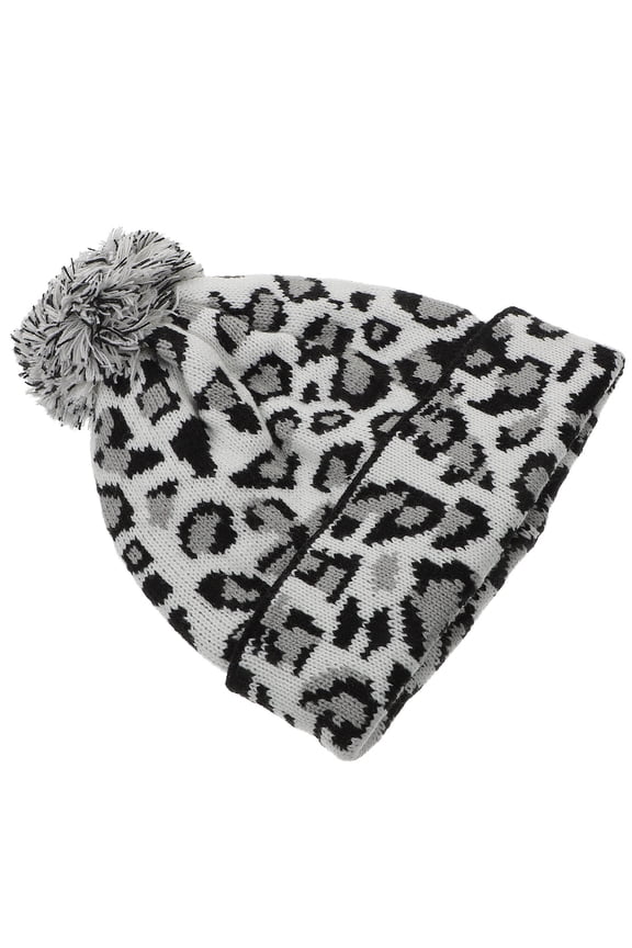 White Winter Hat with Ear Coverage, Warm Fleece Lining and Fashionable Pom Poms for Cold Weather