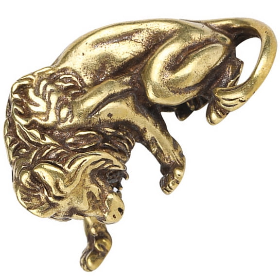 MERRYHAPY 1Pack Mini Lion Statues Golden Brass Lion Shape Home Gifting Occasions