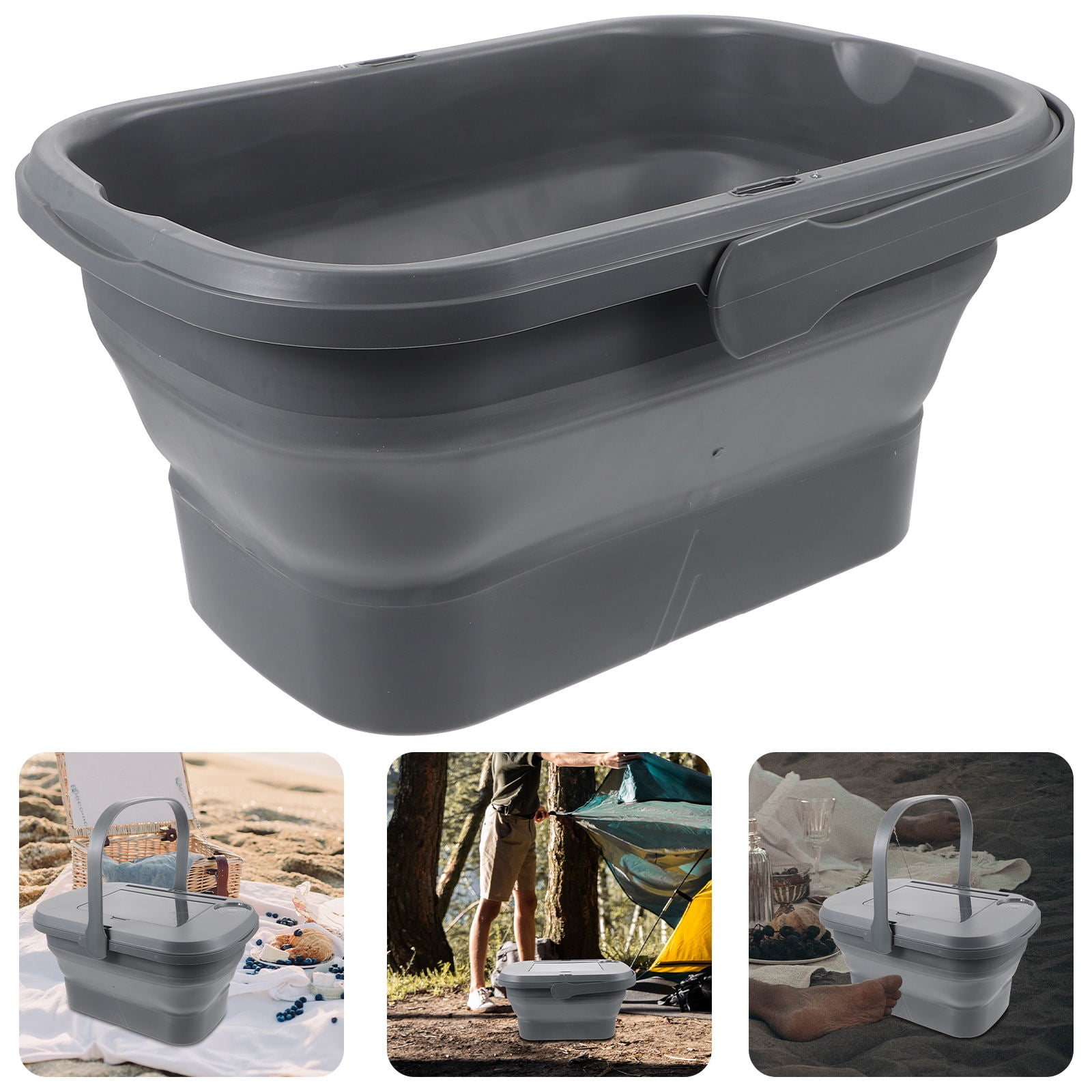 MERRYHAPY Portable Folding Plastic Bucket for Fishing, Camping, Outdoor ...