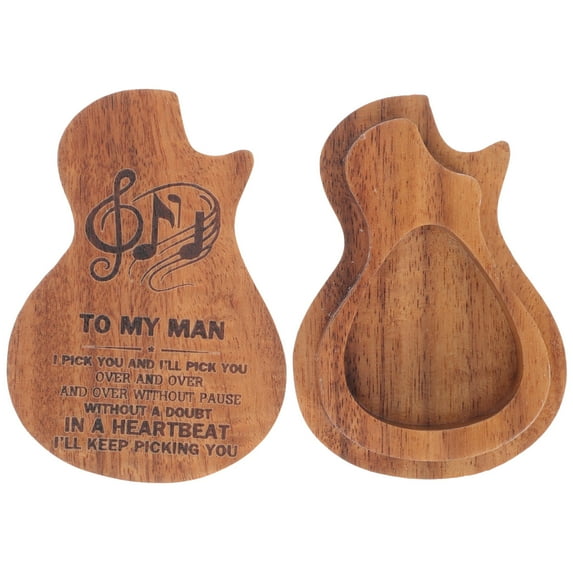Wooden Guitar Pick Storage Box Organizer with Custom and Bass Guitar Picks Holder for Easy Access and