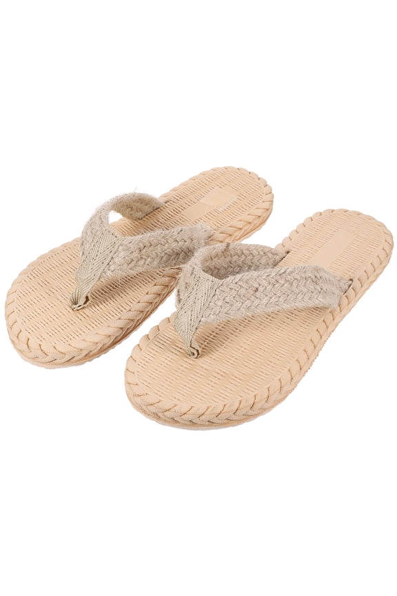 1 Pair Beige Lightweight Beach Sandals with Non- Rubber Soles for Outdoor and Casual Use