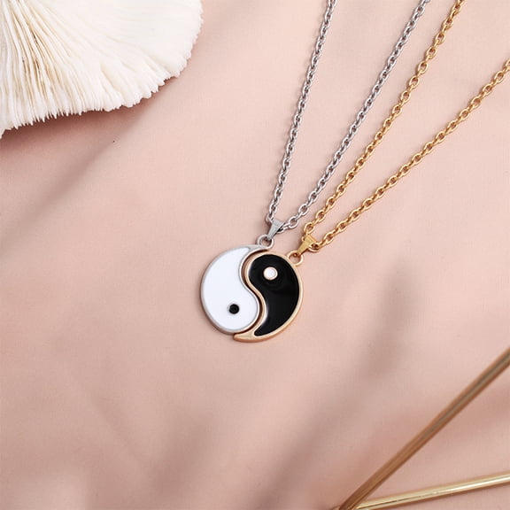 MERRYHAPY Stainless Steel Yin Yang Necklace Set for Couples, Romantic Matching Pendant Jewelry Pair