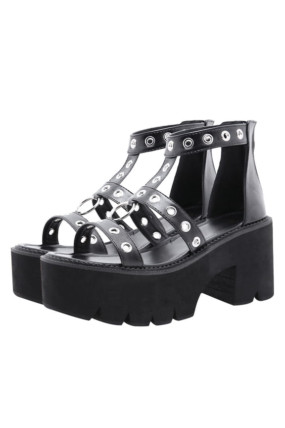 1 Pair Stylish Black High-Heeled Sandals for Women, Comfortable Imitation Dress Shoes