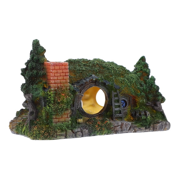 MERRYHAPY 1Pc Resin Aquarium Decoration Fish Tank Castle Cave with Oxygen Bubbling Feature