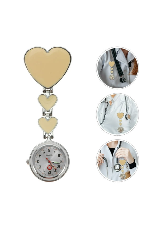 Beige Pocket Watch, Hanging Clip- Watch