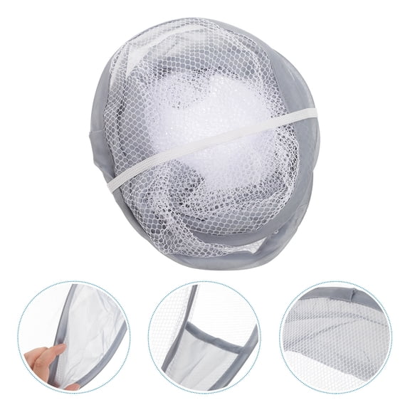 MERRYHAPY 1Pc Folding Laundry Bag Grey Polyester Wall Hanging Clothes Storage Basket for Home