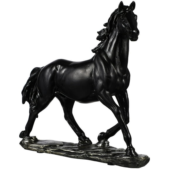 MERRYHAPY 1Pc Black Resin Shui Horse Figurine with Detailed Craftsmanship for Office Decoration