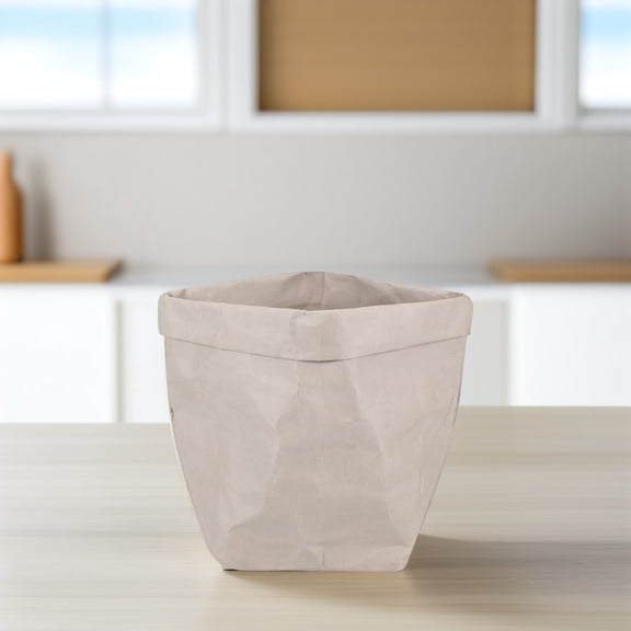 MERRYHAPY 1Pc Kraft Paper Pouch Storage Container Plated Silver Flower Bucket for Home Office Decor