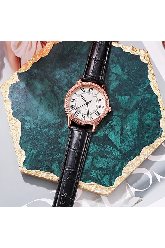 1Pc Lady Watch Black with Clear Digital Scale and Comfortable Fit