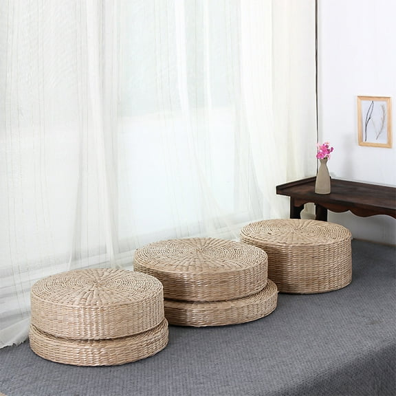 MERRYHAPY Round Crochet Tatami Floor Cushion Khaki Meditation Seat Pad Comfortable Adult Seating Pillow