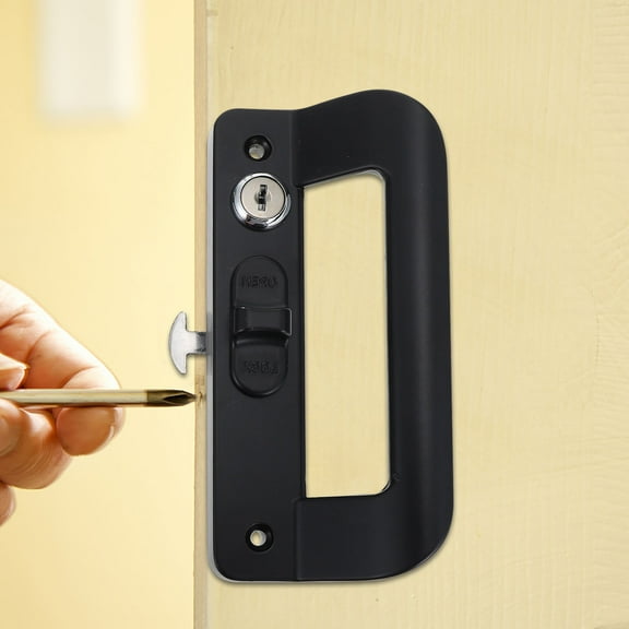 MERRYHAPY Black Aluminum Alloy Sliding Glass Door Handle Set, Flush Pull Handle for Home Doors, and Easy to Install