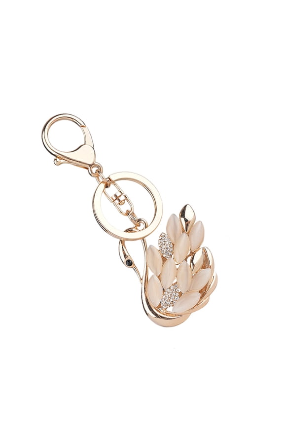 1Set Elegant Zinc Alloy Rhinestones Swan Keychain