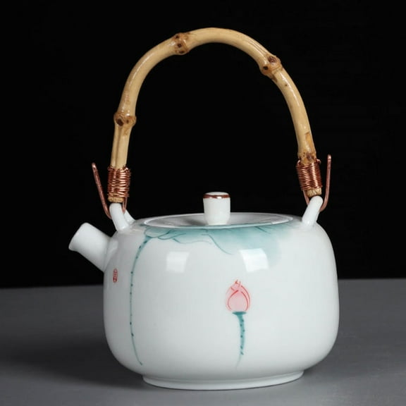 MERRYHAPY 1-Pack Chinese Ceramic Teapot with Handle, Traditional Style, and Insulated for Tea Brewing