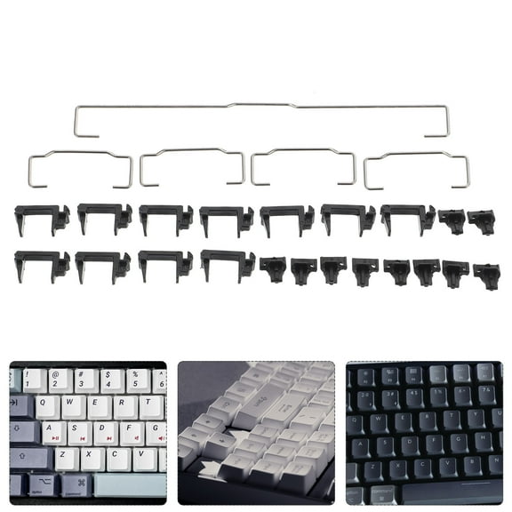 MERRYHAPY Mechanical Keyboard Key Stabilizer Kit Black 6.25u and 2u Bars Compatible with GH60 87 Keyless Keyboard