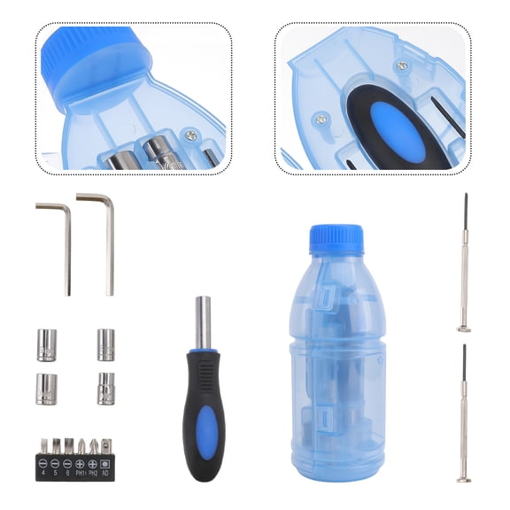 MERRYHAPY 1Set Bottle Shape Screwdriver Tool Set Blue Durable Household Hand Repair Tool
